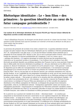 Rhétorique identitaire : Le « bon filon » des primaires : la question