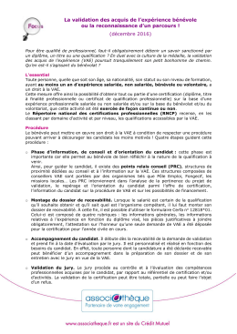 validation des acquis de l`expérience bénévole