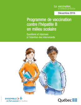 Programme de vaccination contre l`hépatite B en milieu scolaire