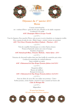 D&eacute;jeuner du 1er janvier 2017 Menu