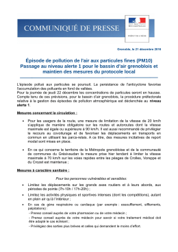 Épisode de pollution de l`air aux particules fines (PM10) Passage au