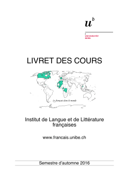 livret des cours - Institut de langue et de littérature françaises