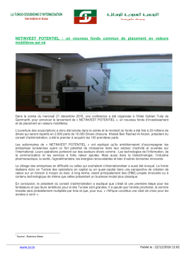 NETINVEST POTENTIEL : un nouveau fonds commun de placement