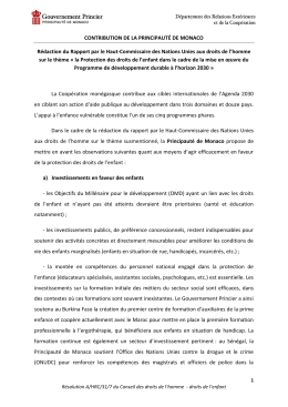 CONTRIBUTION DE LA PRINCIPAUT&Eacute; DE MONACO