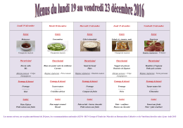 Menus semaine du 19 au 23 décembre 2016