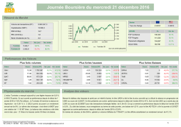 mercredi 21 décembre 2016 Journée Boursière du