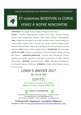 Liste 37 vignerons Biodyvin à la dégustation professionnelle en Corse