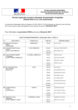 Liste 16 des terrains agricoles du 20 décembre 2016