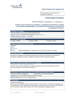 OFFRE D`EMPLOI &Eacute;TUDIANT - &Eacute;cole d`architecture de paysage