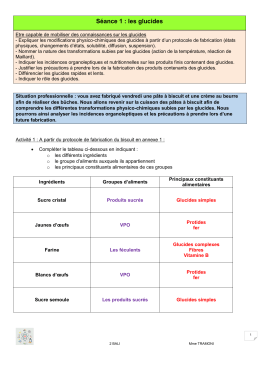 Séance 1 : les glucides