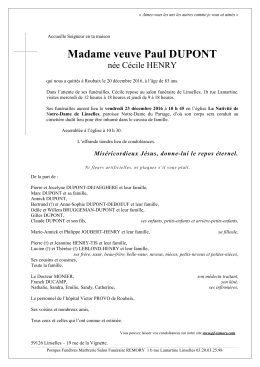 Cécile DUPONT née HENRY - Pompes Funèbres Rémory