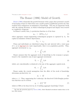 The Romer (1986) Model of Growth