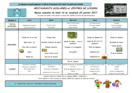 Menus des Restaurants Scolaires et des Centres de Loisirs