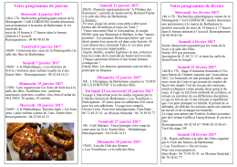 Programme de Janvier et Février