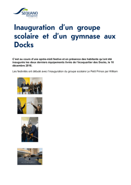 Inauguration d™un groupe scolaire et d™un gymnase aux Docks