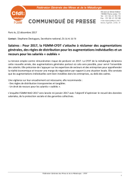 161827 Salaires, pour 2017 la FGMM CFDT s`attache à réclamer