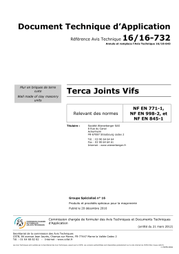 Document Technique d`Application Terca Joints Vifs
