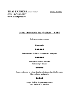 Menu des fêtes de Noël et de la Saint-Sylvestre 2016 - Thai