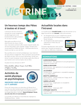 19 d&eacute;cembre 2016 | Vol 1 No. 36