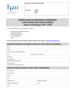 formulaire de demande d`admission &agrave; des cours - HES
