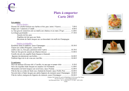 Plats &agrave; emporter Carte 2015