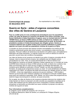 Guerre en Syrie : aides d`urgence concert&eacute;es des