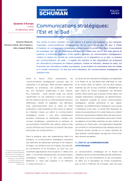 Communications stratégiques: l`Est et le Sud