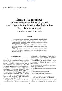 Etude de la protid&eacute;mie et des constantes h&eacute;matologiques