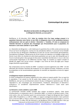 Communiqu&eacute; de presse - Forum du bilinguisme