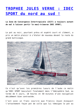 TROPHEE JULES VERNE : IDEC SPORT du nord au sud !