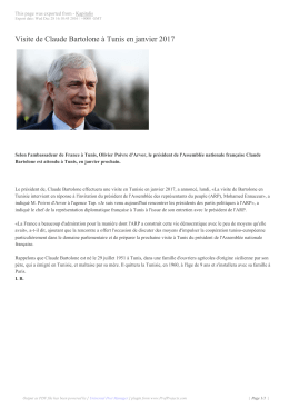 Visite de Claude Bartolone &agrave; Tunis en janvier 2017