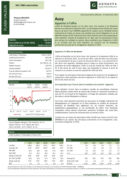 Ausy - Flash Offre OPA