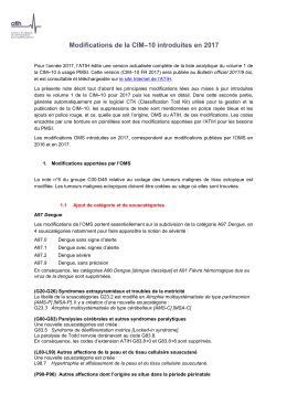 Modifications de la CIM–10 introduites en 2017