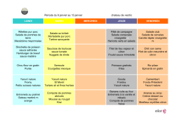 Menus du 9 au 13 janvier