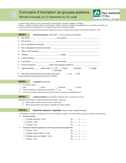 Formulaire d`inscription pour les groupes scolaires