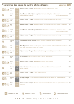 Planning de janvier 2017