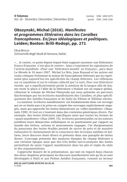 Obszynski, Michal (2016). Manifestes et programmes litt&eacute;raires dans