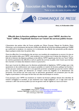 Effectifs dans la fonction publique territoriale : pour l`APVF, derrière