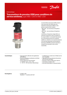 Transmetteur de pression OEM pour conditions de service