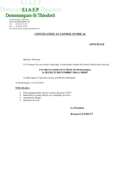 CONVOCATION AU CONSEIL SYNDICAL AFFICHAGE le JEUDI 22