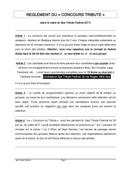 reglement du &laquo; concours tribute