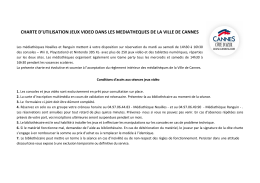 charte d`utilisation jeux video dans les mediatheques de la