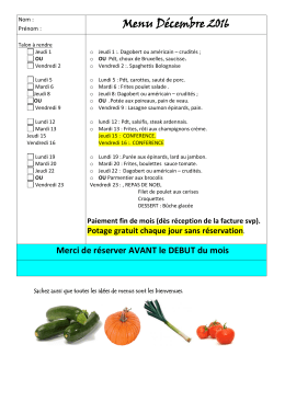 Menu Décembre 2016