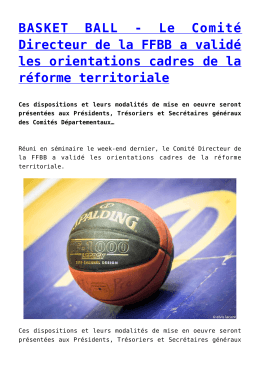 BASKET BALL - Le Comité Directeur de la FFBB a validé les