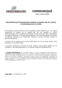 Actualités Derichebourg Environnement réalise la cession de son