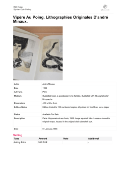 Vip&egrave;re Au Poing. Lithographies Originales D`andr&eacute;