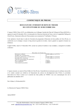 communique de presse - Agence UMOA