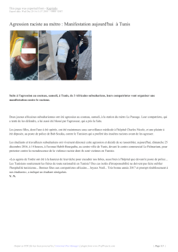 Agression raciste au métro : Manifestation aujourd`hui à