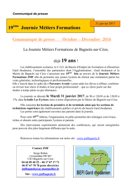 Communiqu&eacute; de presse - Journ&eacute;e M&eacute;tiers Formations