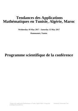 Tendances des Applications Math&eacute;matiques en Tunisie
